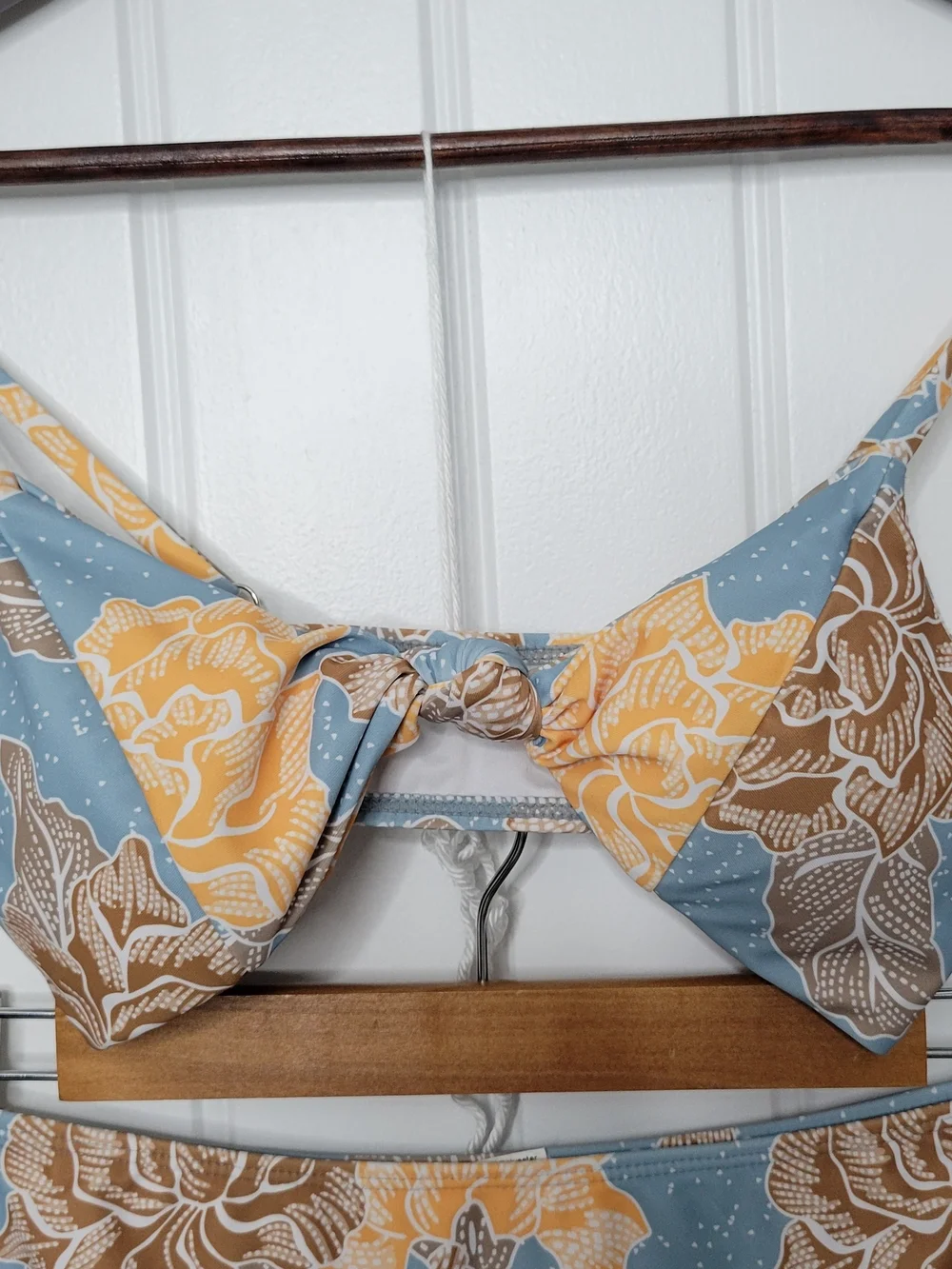 High-Waist Floral Bikini Set - Blue & Yellow